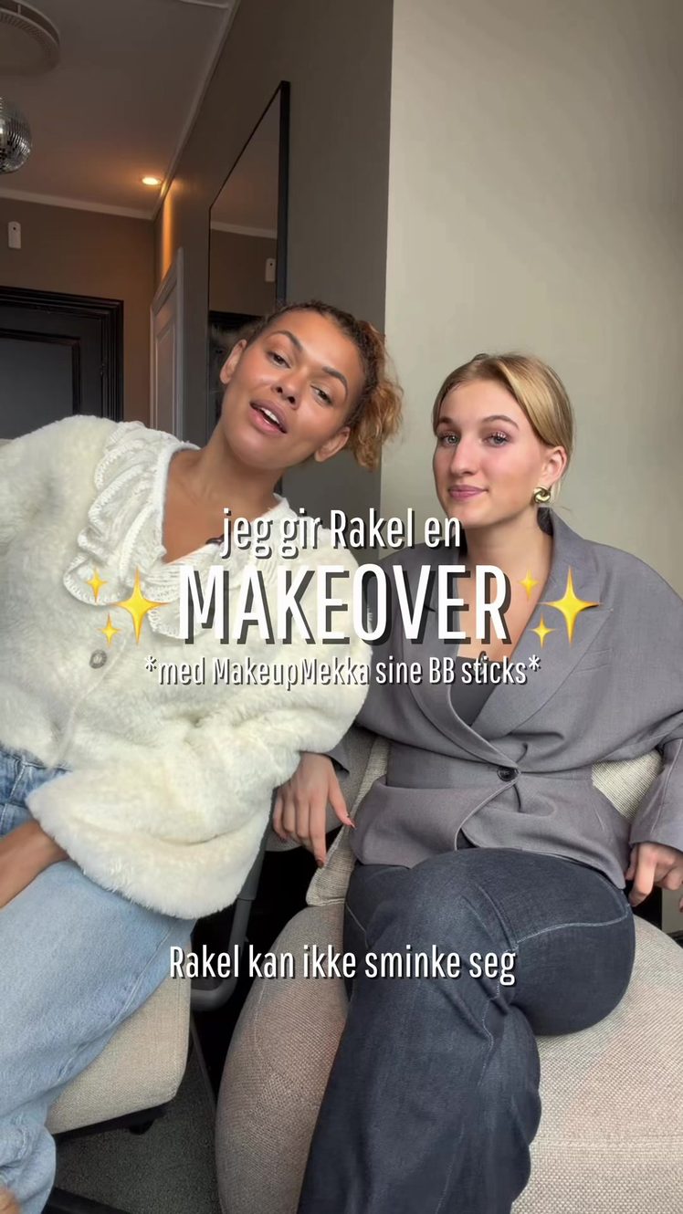 #ad annonse @Makeup Mekka lanserer BB- sticks!! Og jeg gir @RAKEL_BERNTZEN noen tips til sminken😘 Fordeler med BB- sticks er at den kan brukes både som foundation og til contour, de er lette å jobbe med og smelter veldig naturlig inn i huden✨ CHEFS KISS til disse og at du får dem til kun 99kr nå er insane #fyp #norge #GlowUp #makeover #viral 